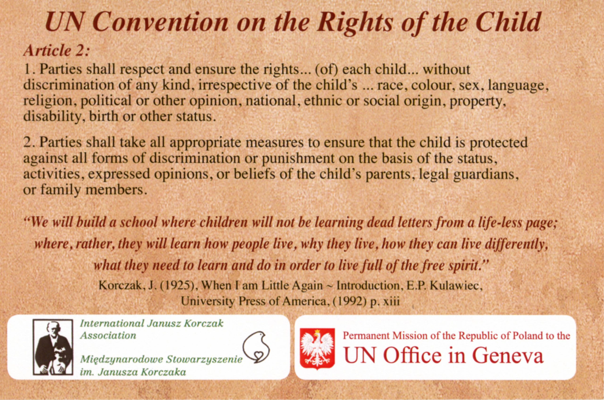 janusz korczak un convention of the child